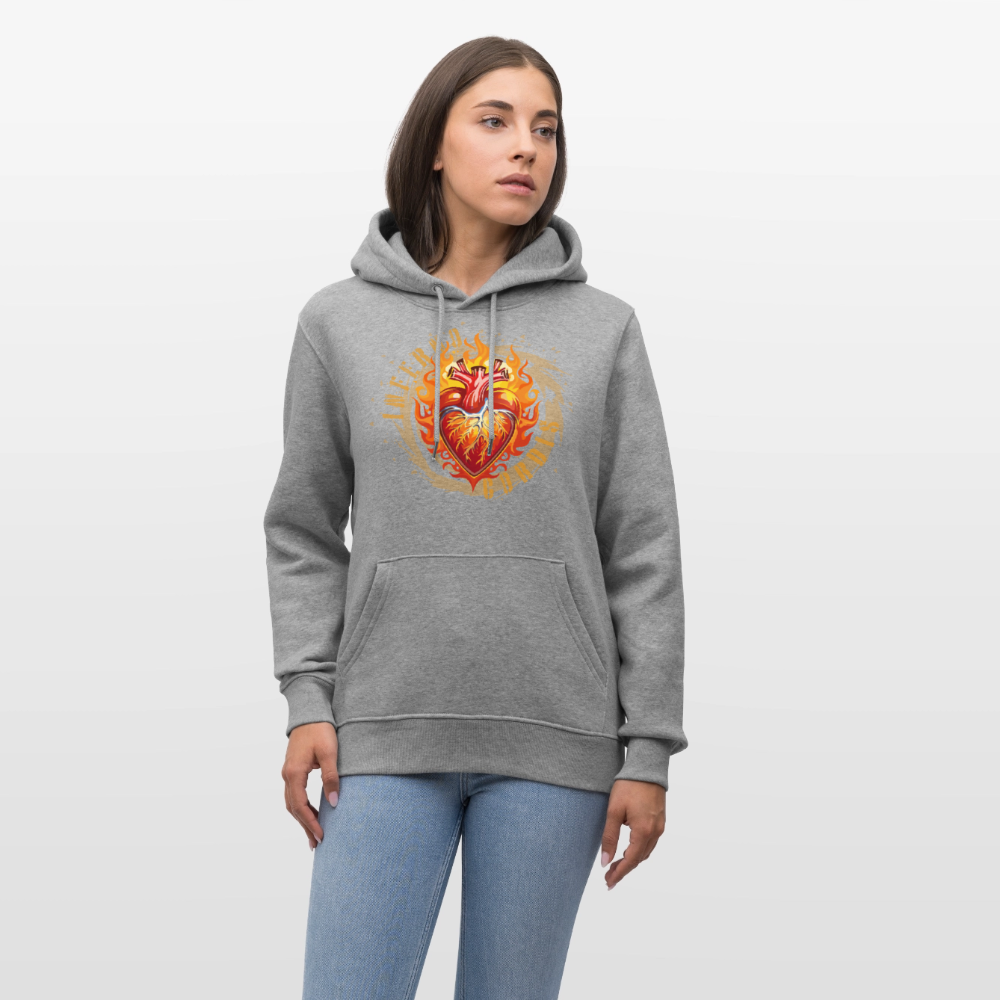 Unisex Bio-Hoodie mit FEUERHERZ PRINT - Hellgrau marmoriert