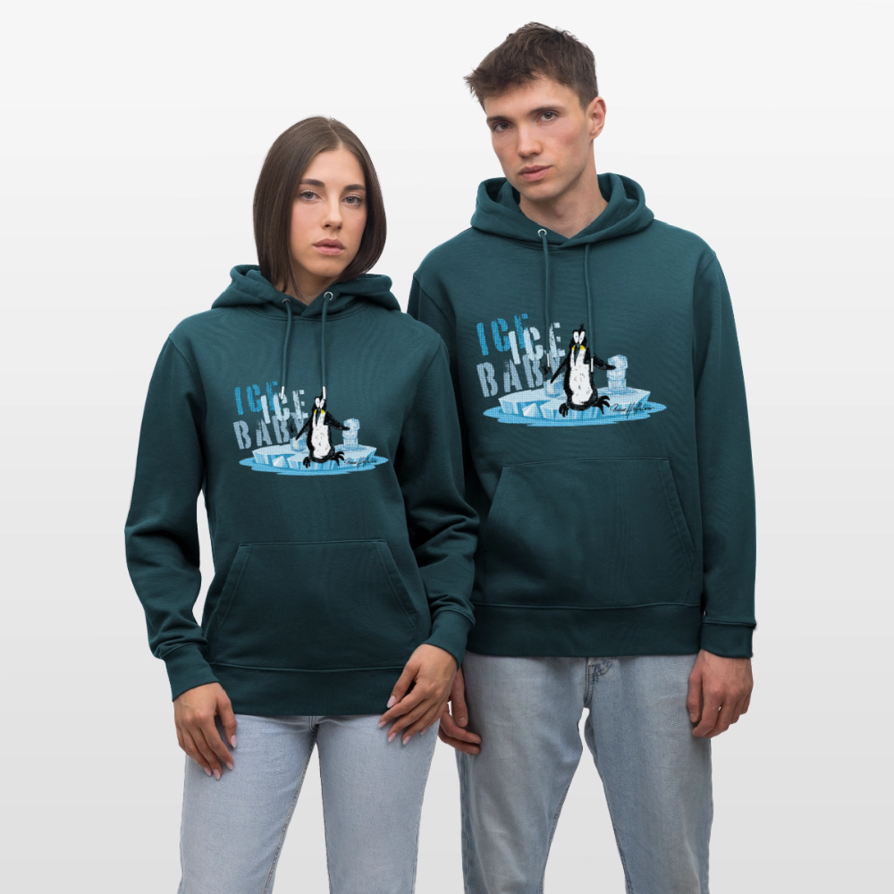 Unisex Bio-Hoodie mit ICE ICE BABY PINGUIN PRINT - Dunkles Petrol