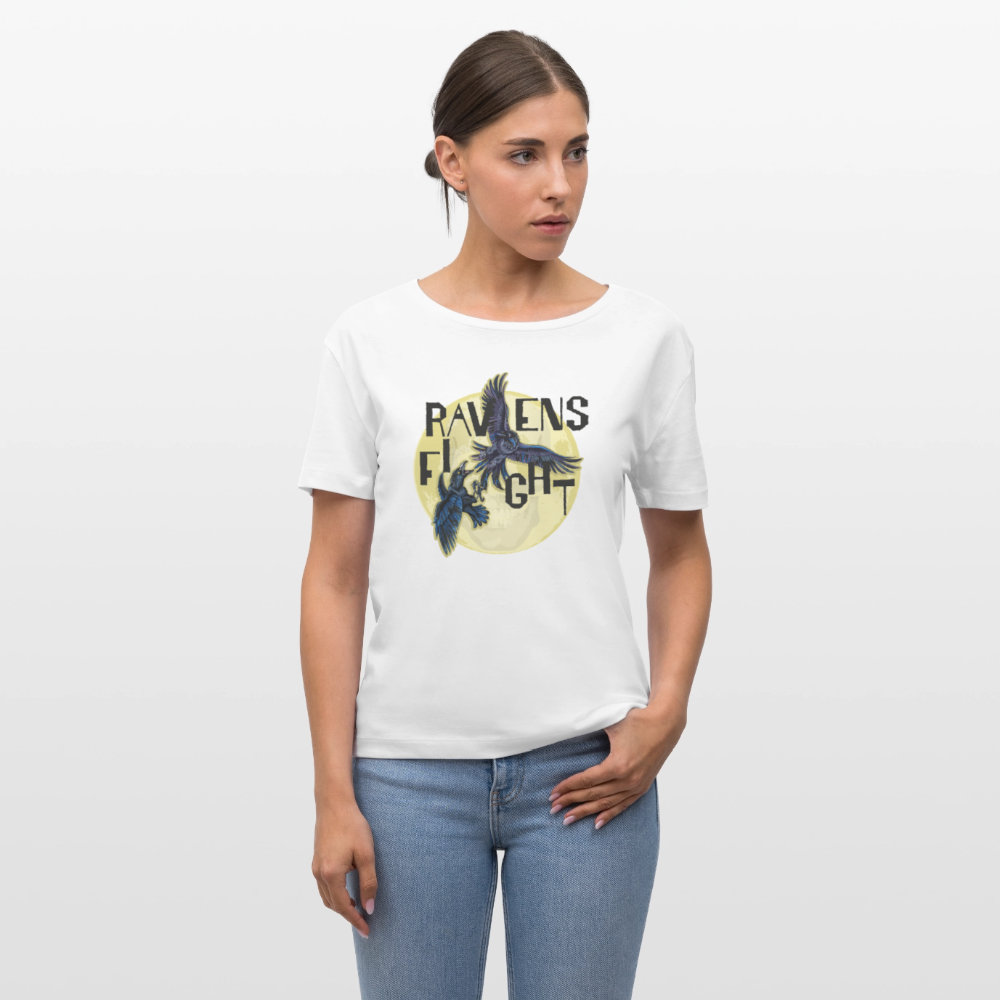 Frauen T-Shirt mit RAVENS FIGHT PRINT - Weiß