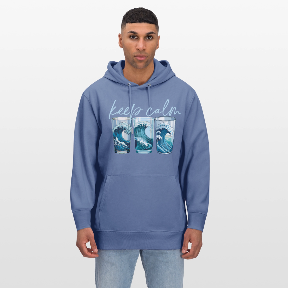 Unisex Bio-Hoodie mit KEEP CALM PRINT - Blau