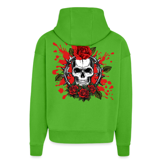 Heavyweight Oversized Organic Hoodie mit ROSENSKULL PRINT - Apple Neon