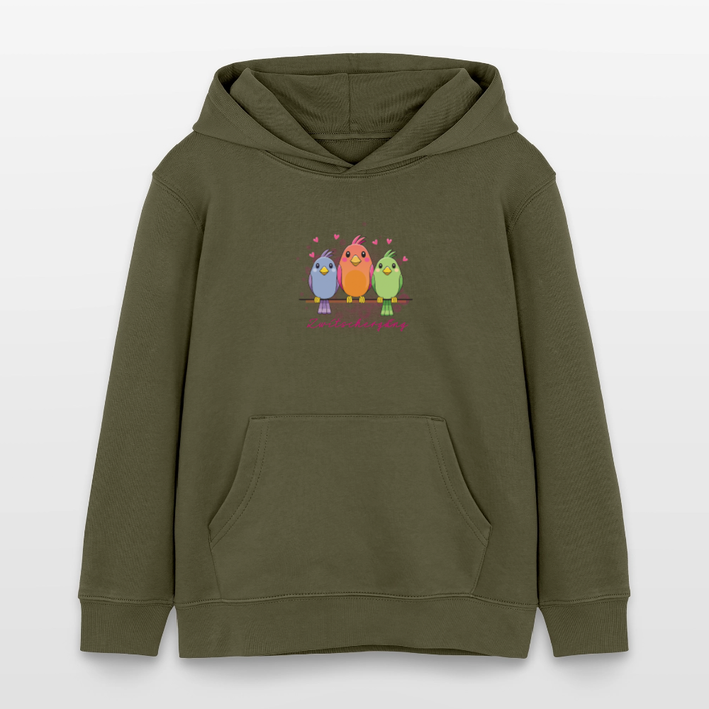 MNJS KIDS Bio-Hoodie mit ZWITSCHERGÄNG PRINT - Khaki