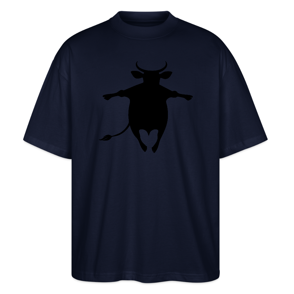 Oversized Unisex T-Shirt mit HAPPY COW PRINT - Navy