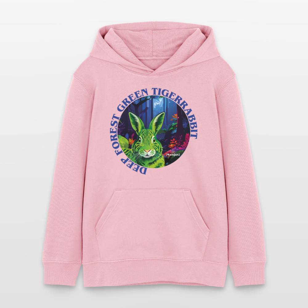 MNJS TEENS Bio-Hoodie mit DEEP FOREST GREEN TIGERRABBIT PRINT - Hellrosa