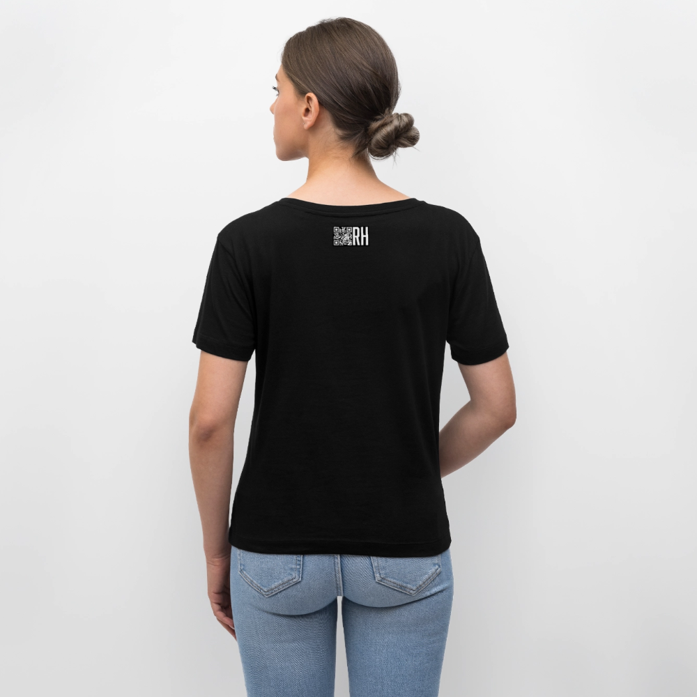 Relaxed Rundhals Frauen Bio-T-Shirt mit TUSCHEMÄNNCHEN PRINT - Schwarz