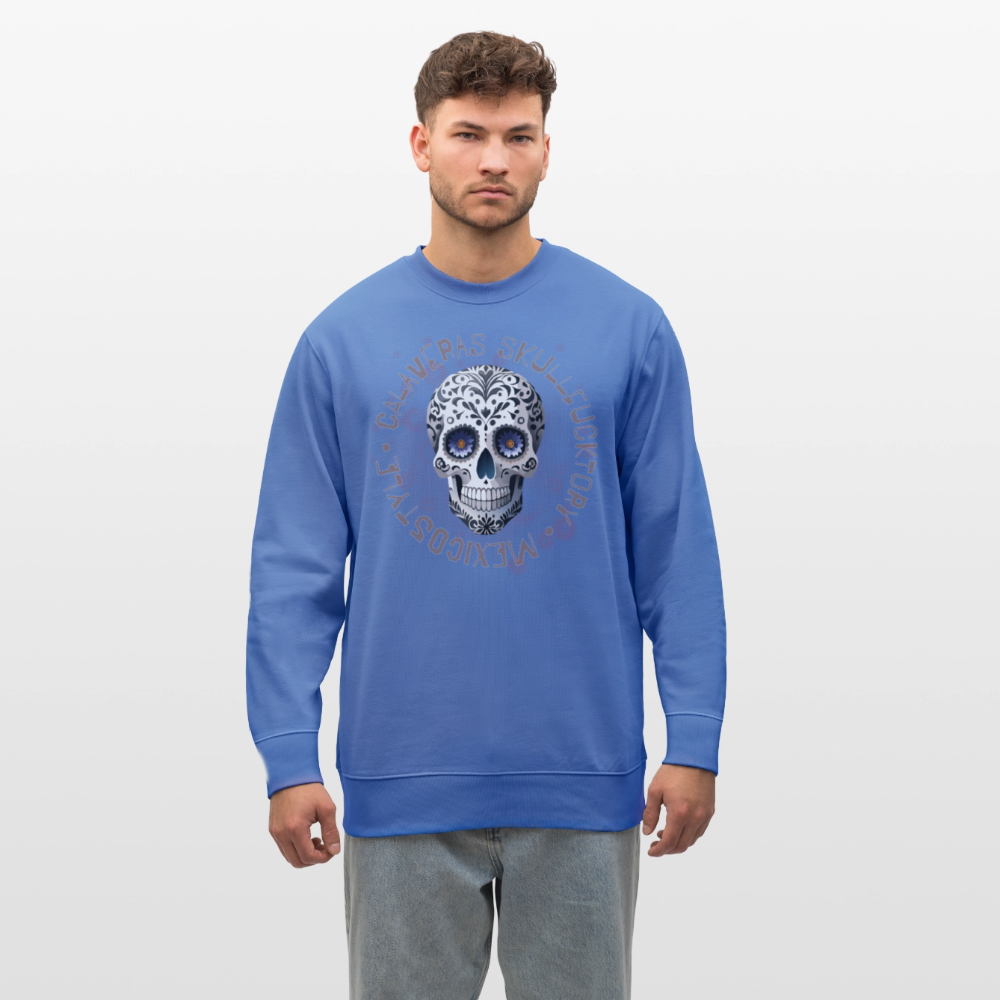 Unisex Bio-Sweatshirt mit CALAVERAS SKULL PRINT - Blau