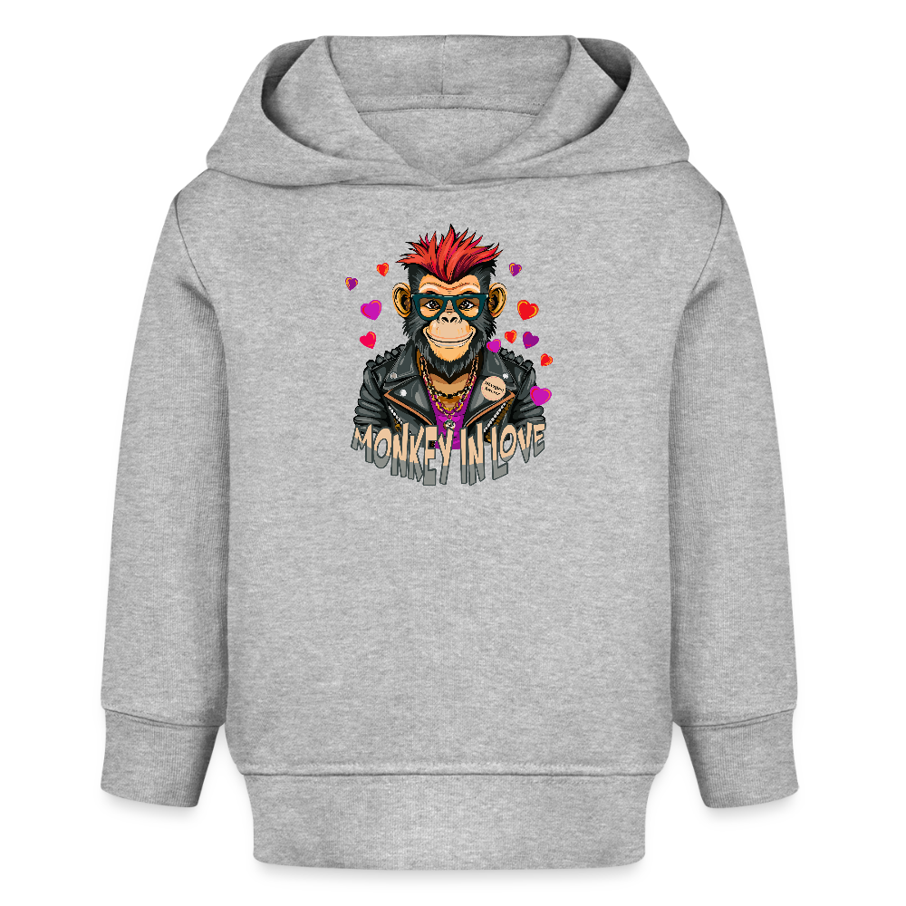MNJS KIDS Bio Hoodie mit MONKEY IN LOVE PRINT - Grau meliert
