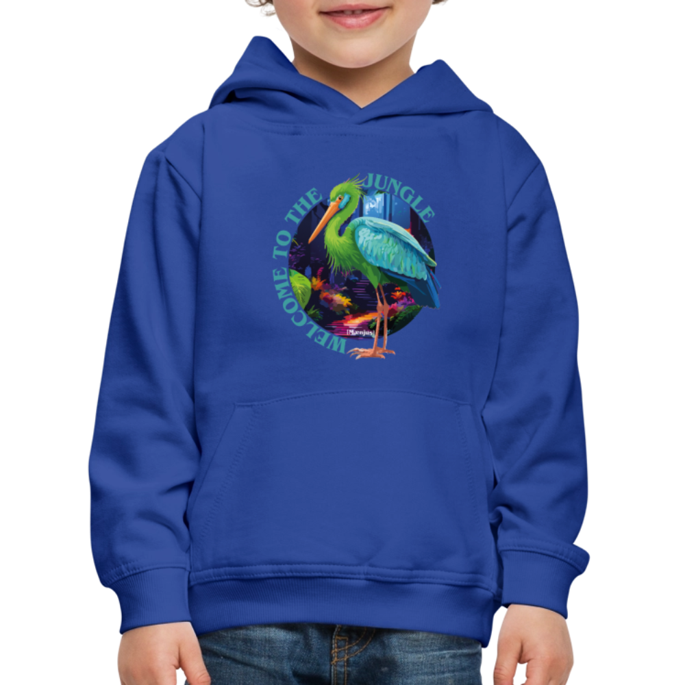 MNJS KIDS Premium Hoodie mit WELCOME TO THE JUNGLE PRINT - Royalblau