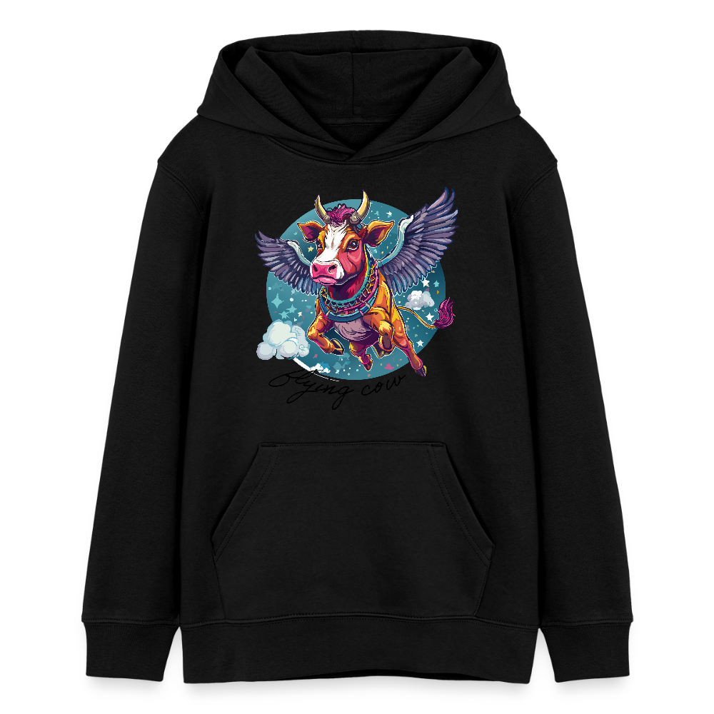 MNJS TEENS Bio-Hoodie mit FLYING COW PRINT - Schwarz