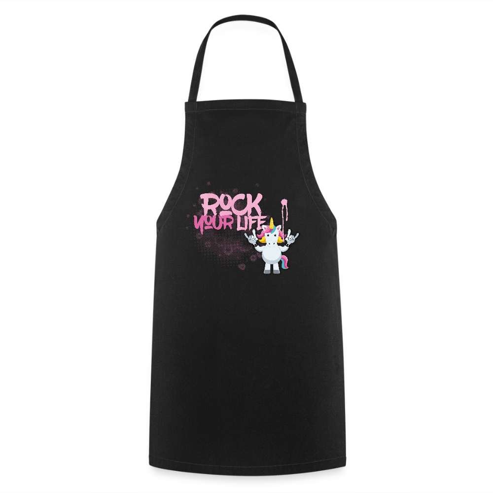 Kochschürze mit ROCK YOUR LIFE PRINT - Schwarz