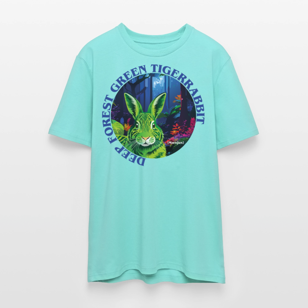 Unisex Bio-T-Shirt mit DEEP FOREST GREEN TIGERRABBIT PRINT Vorderseite - Poolblau
