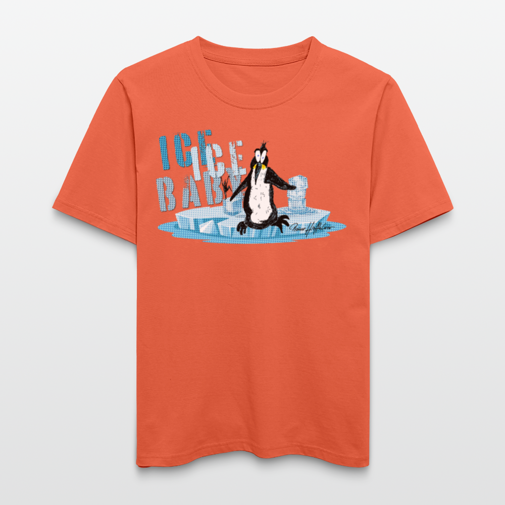 Unisex Bio-T-Shirt mit ICE ICE BABY PINGUIN PRINT - Hellrot