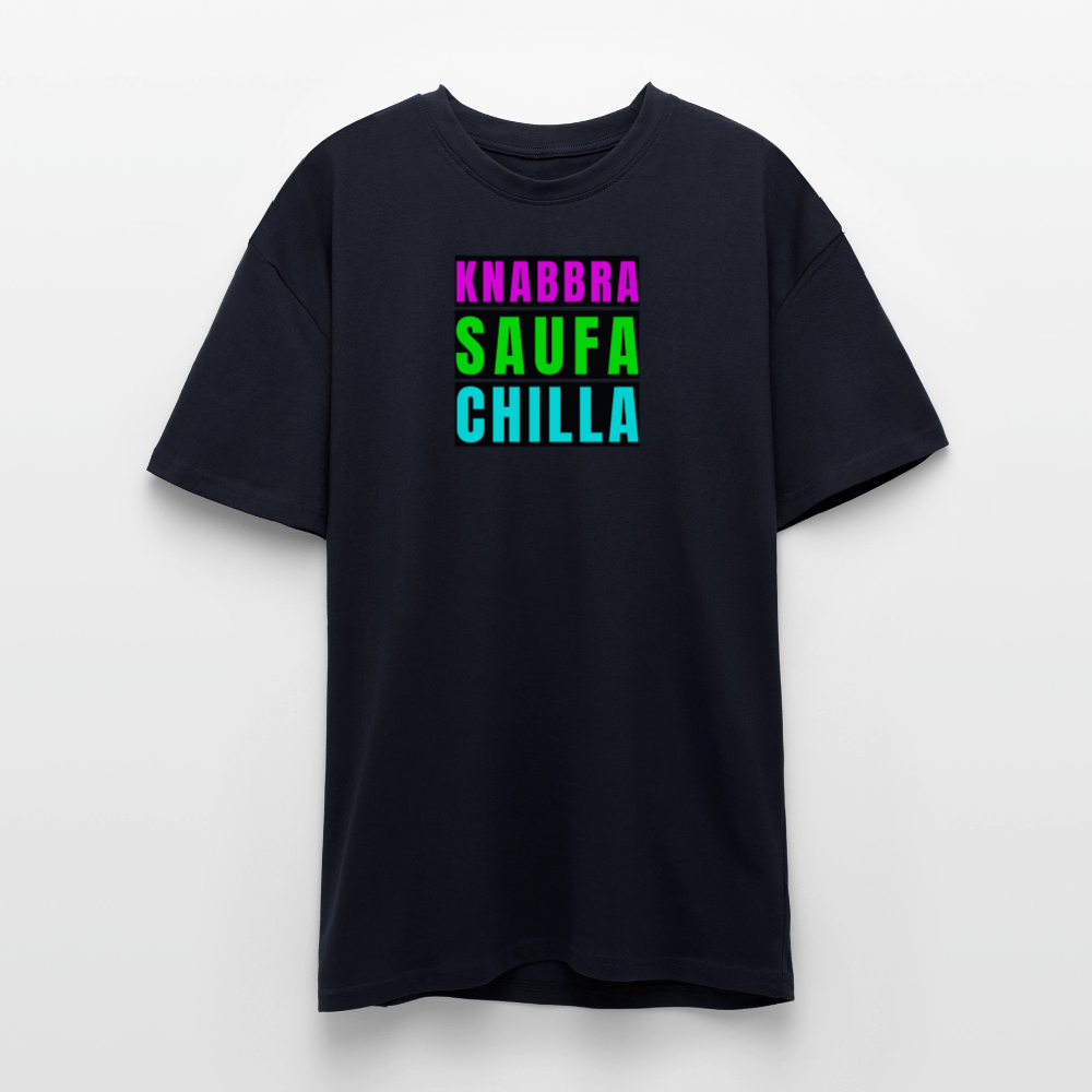 Heavy Oversize T-Shirt mit KNABBRA SAUFA CHILLA PRINT - French Navy