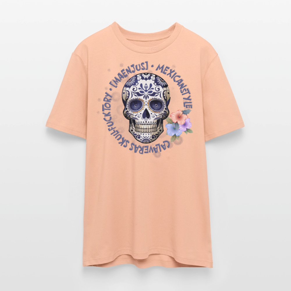 Unisex Bio-T-Shirt mit MAENJUS MEXICANSTYLE PRINT Vorderseite - Pfirsich