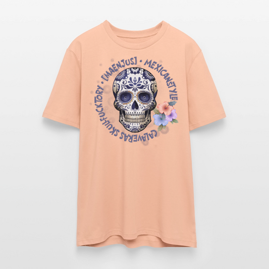 Unisex Bio-T-Shirt mit MAENJUS MEXICANSTYLE PRINT Vorderseite - Pfirsich