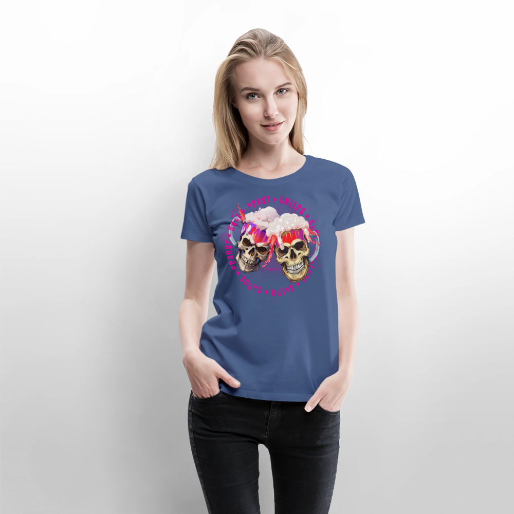 Frauen Premium T-Shirt mit OKTOBERFEST SKULL GIRL PRINT - Taubenblau