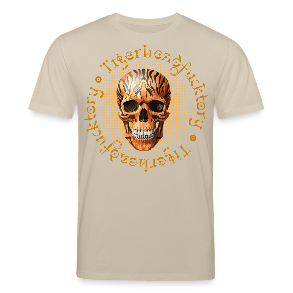 Unisex Bio-T-Shirt mit TIGERHEAD SKULL PRINT Vorderseite - Beige