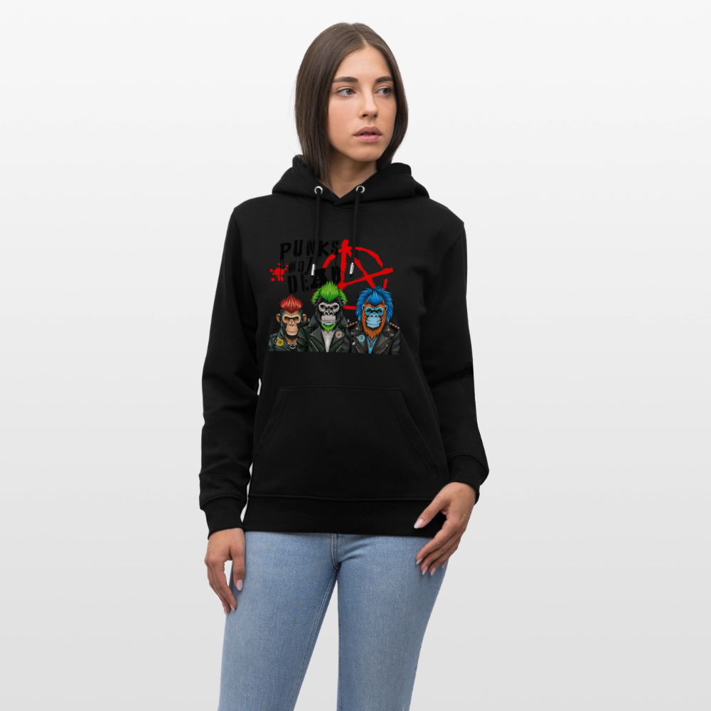 Unisex Hoodie mit PUNKS NOT DEAD PRINT - Schwarz