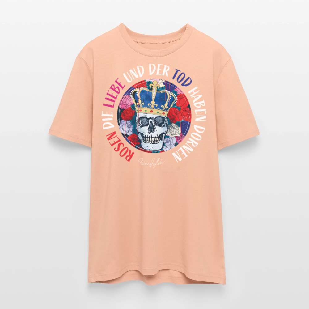 Unisex Bio-T-Shirt mit ROSEN DIE LIEBE UND DER TOD HABEN DORNEN PRINT - Pfirsich