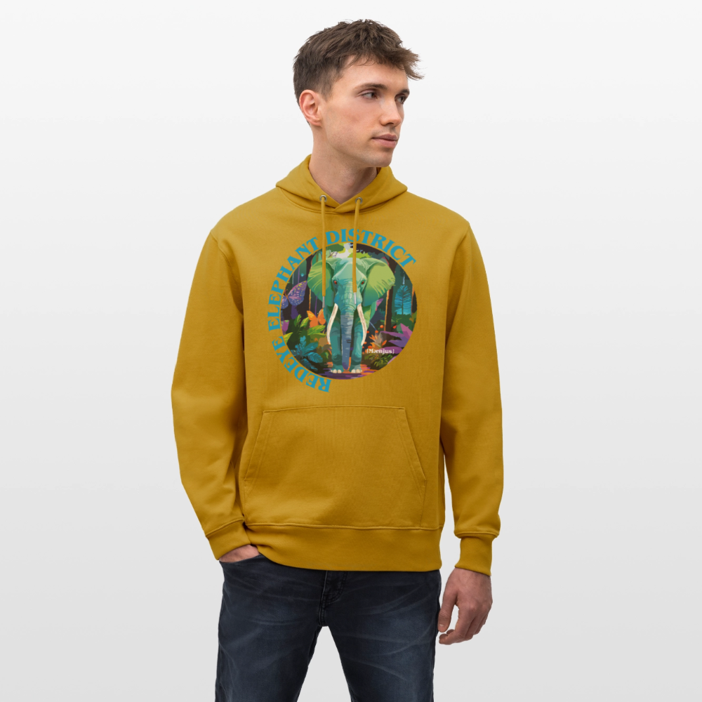 Unisex Bio-Hoodie mit REDEYE ELEPHANT DISTRICT PRINT - Ocker