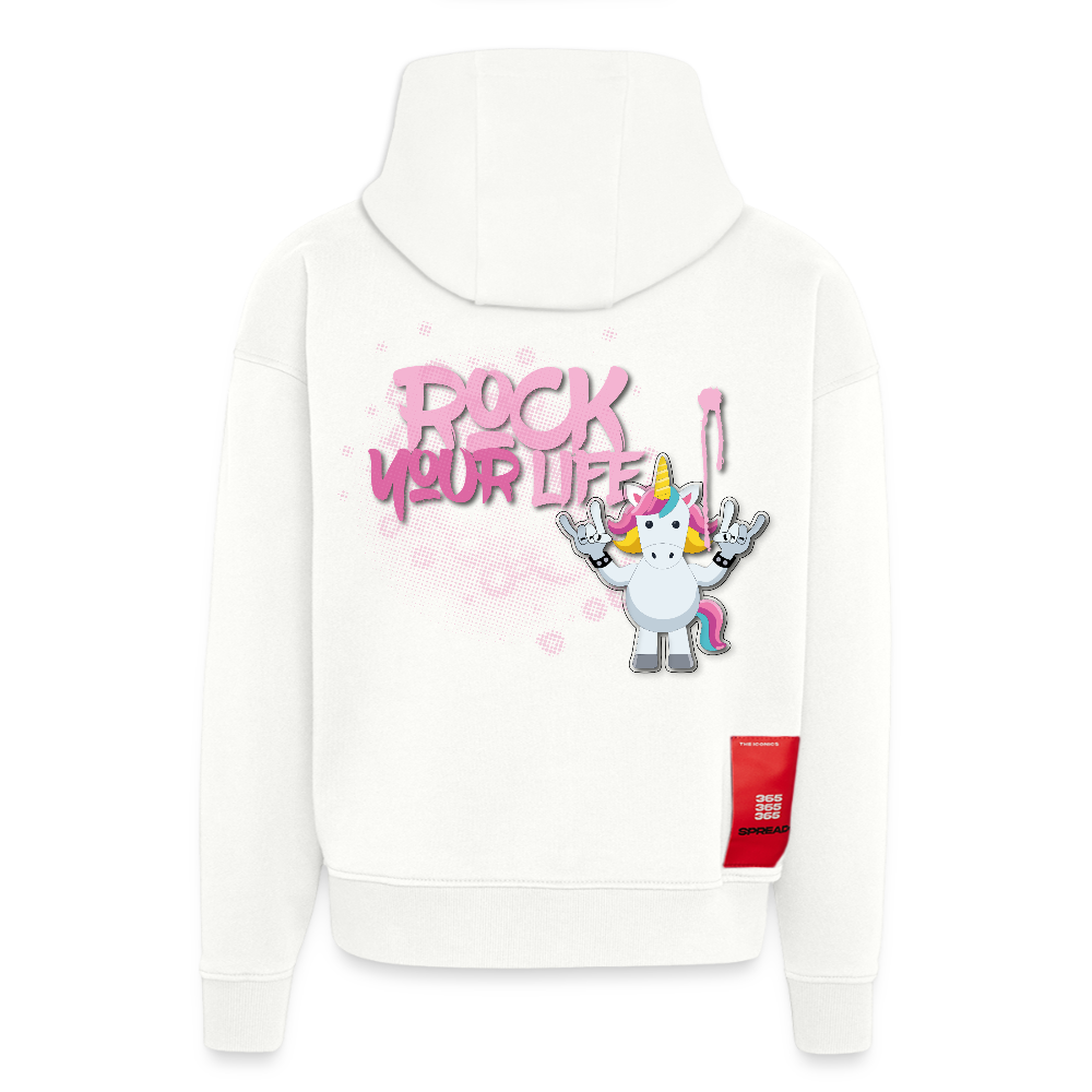 Heavyweight Oversized Organic Hoodie mit ROCK YOUR LIFE PRINT - OFF WHITE