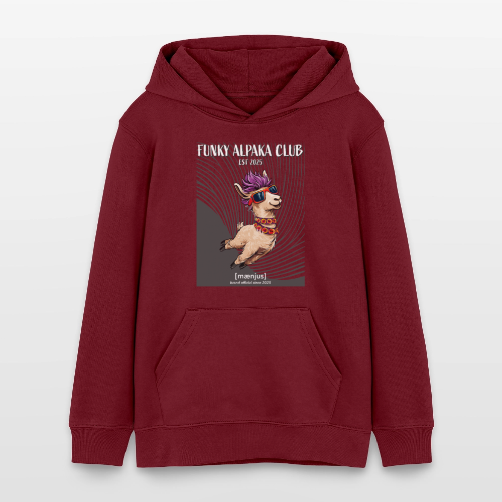MNJS TEENS Bio-Hoodie mit FUNKY ALPAKA CLUB PRINT - Burgunderrot