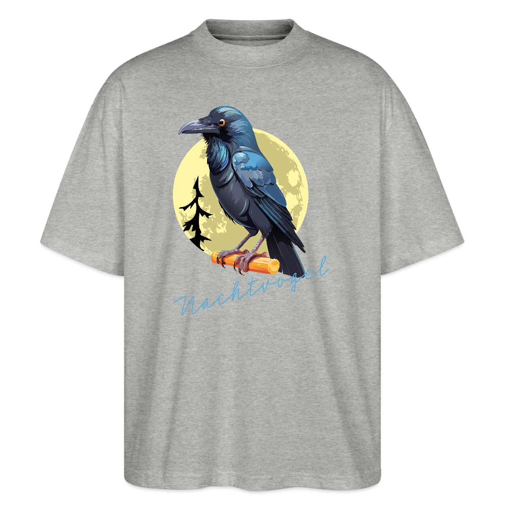 Oversized Unisex T-Shirt mit NACHTVOGL PRINT - Grau meliert