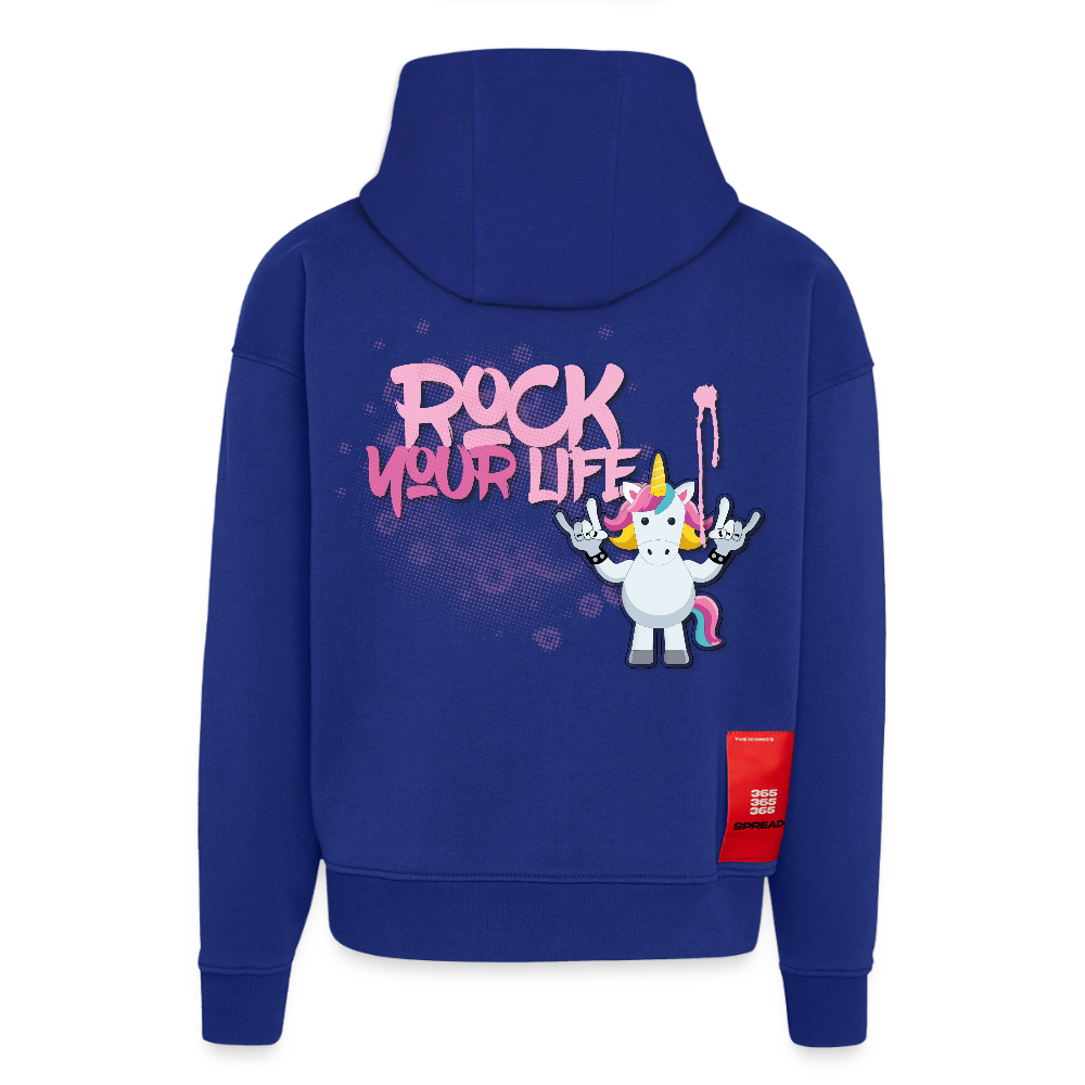 Heavyweight Oversized Organic Hoodie mit ROCK YOUR LIFE PRINT - Iconic Blue