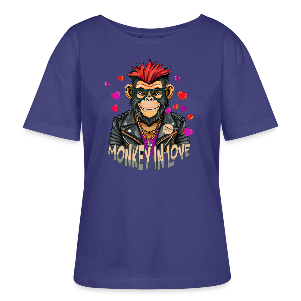 Frauen T-Shirt mit MONKEY IN LOVE PRINT - Dämmerung