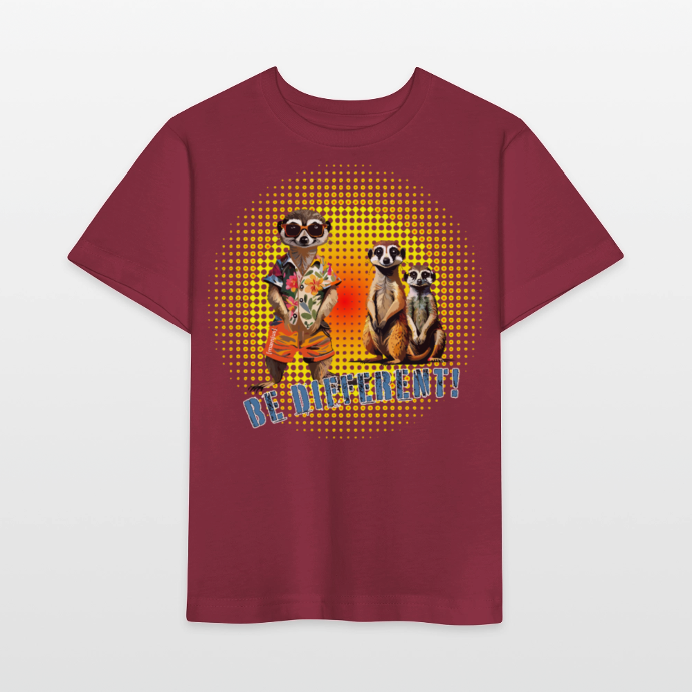 MNJS KIDS Bio T-Shirt mit BE DIFFERENT PRINT - Burgunderrot