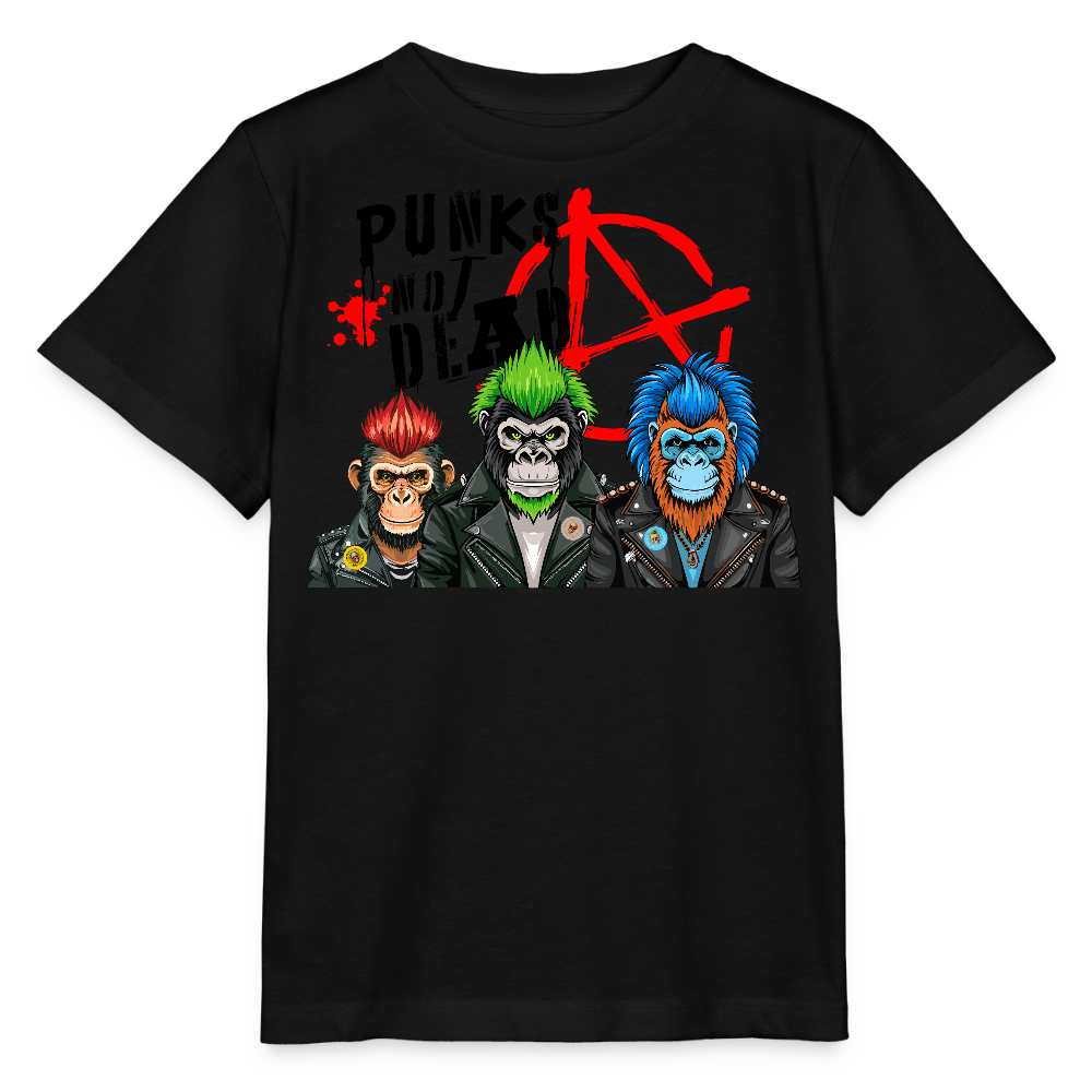 MNJS KIDS Bio T-Shirt mit PUNKS NOT DEAD PRINT - Schwarz