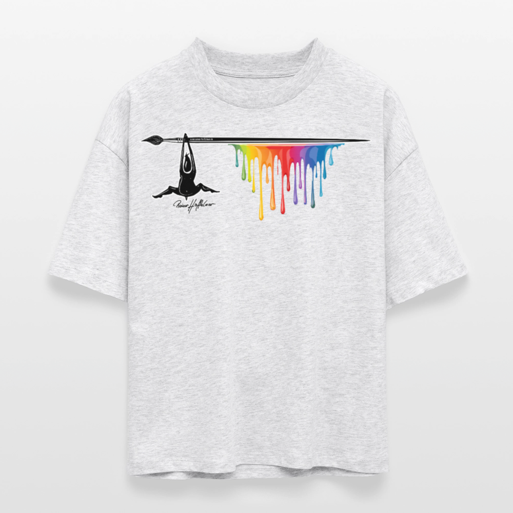 Frauen Boxy Bio-T-Shirt mit MÄNNLE PRINT - Weiß meliert