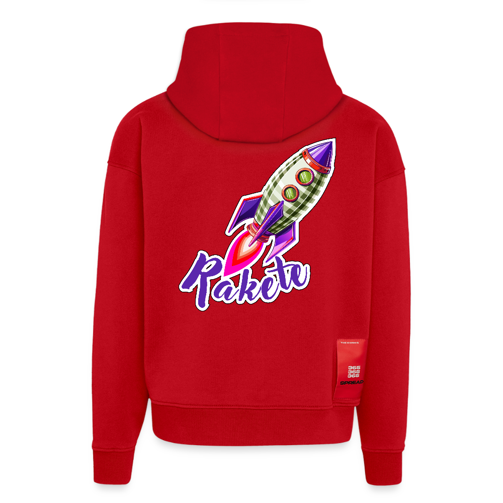 Heavyweight Oversized Organic Hoodie mit RAKETE PRINT - Rot