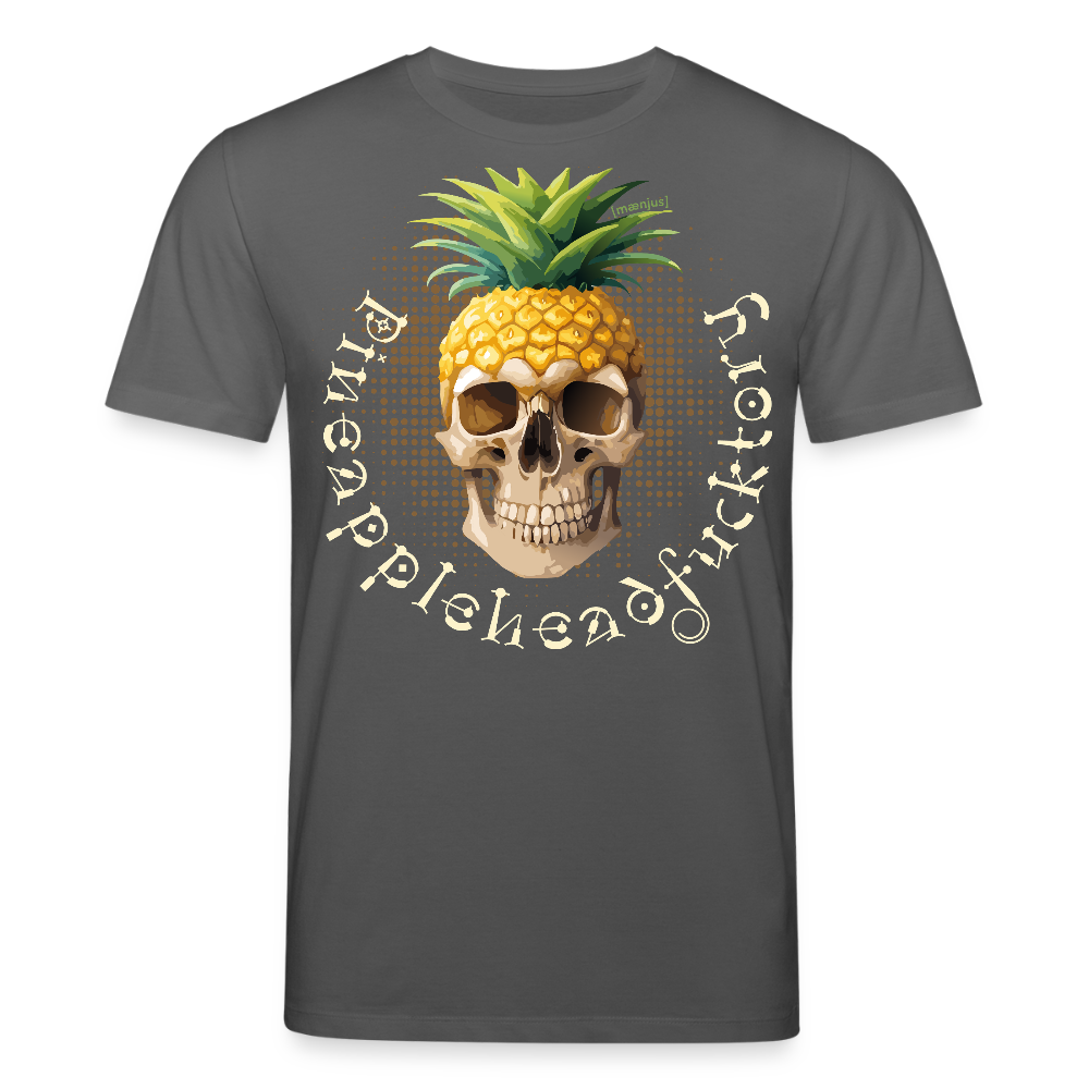 Unisex Bio-T-Shirt mit PINEAPPLE SKULL PRINT Vorderseite - Anthrazit