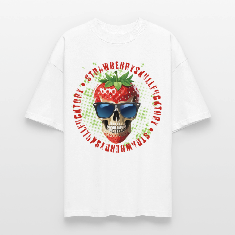 Oversized Unisex T-Shirt mit STRAWBERRY SKULL PRINT - Weiß