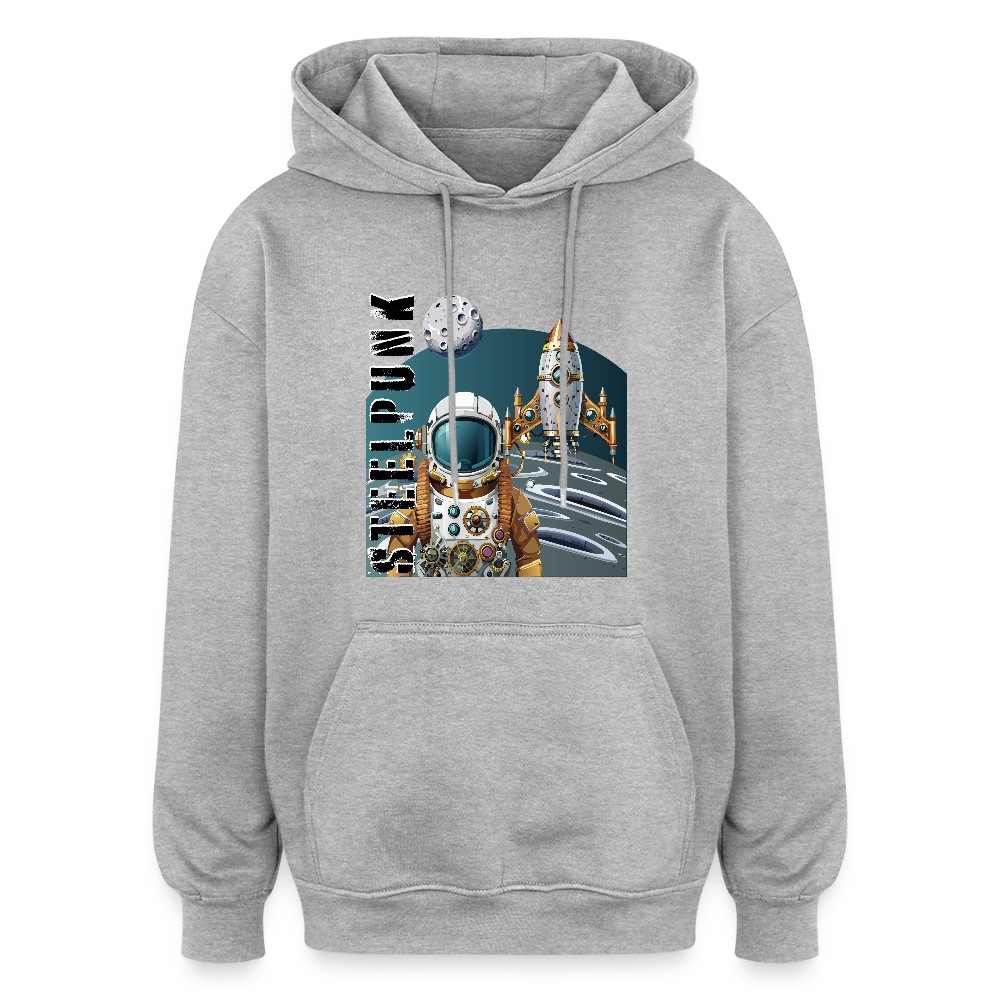 Oversized Unisex Hoodie mit STEELPUNK PRINT - Grau meliert