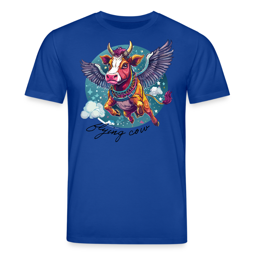Unisex Bio-T-Shirt mit Flying Cow Print Vorderseite - Dunkelblau