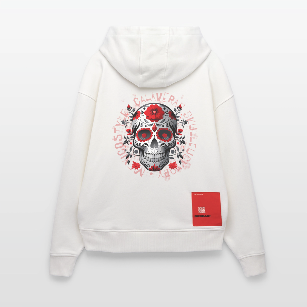 Heavyweight Oversized Organic Hoodie mit CALAVERAS SKULL PRINT - OFF WHITE