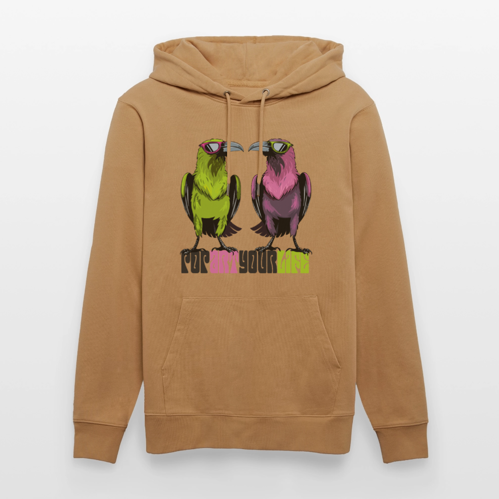 Unisex Hoodie mit POPART YOUR LIFE PRINT - Karamell