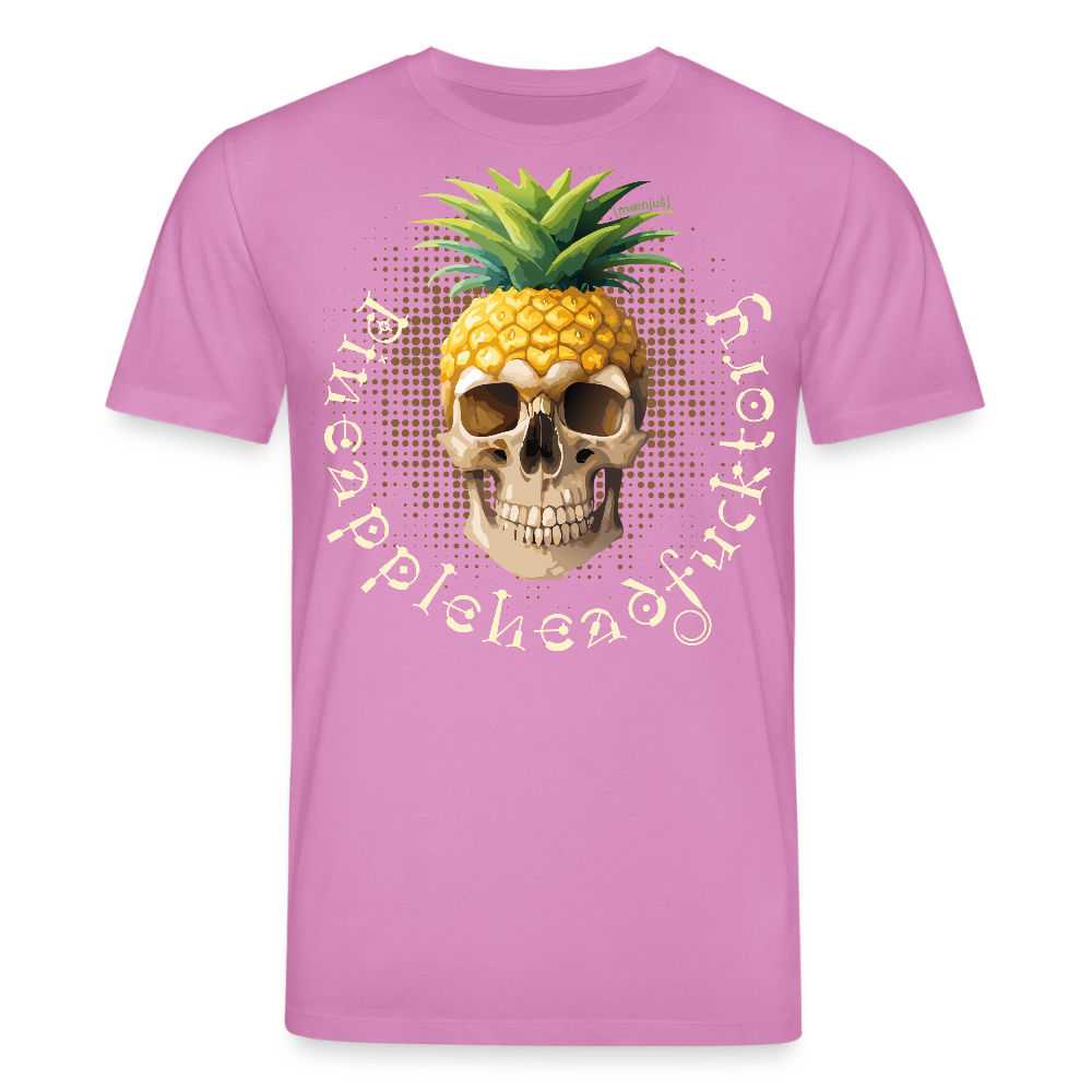 Unisex Bio-T-Shirt mit PINEAPPLE SKULL PRINT Vorderseite - Pink