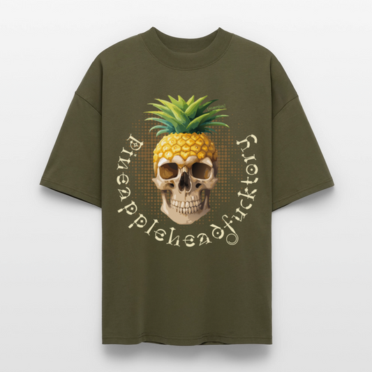 Oversized Unisex T-Shirt mit PINEAPPLE SKULL PRINT - Khaki