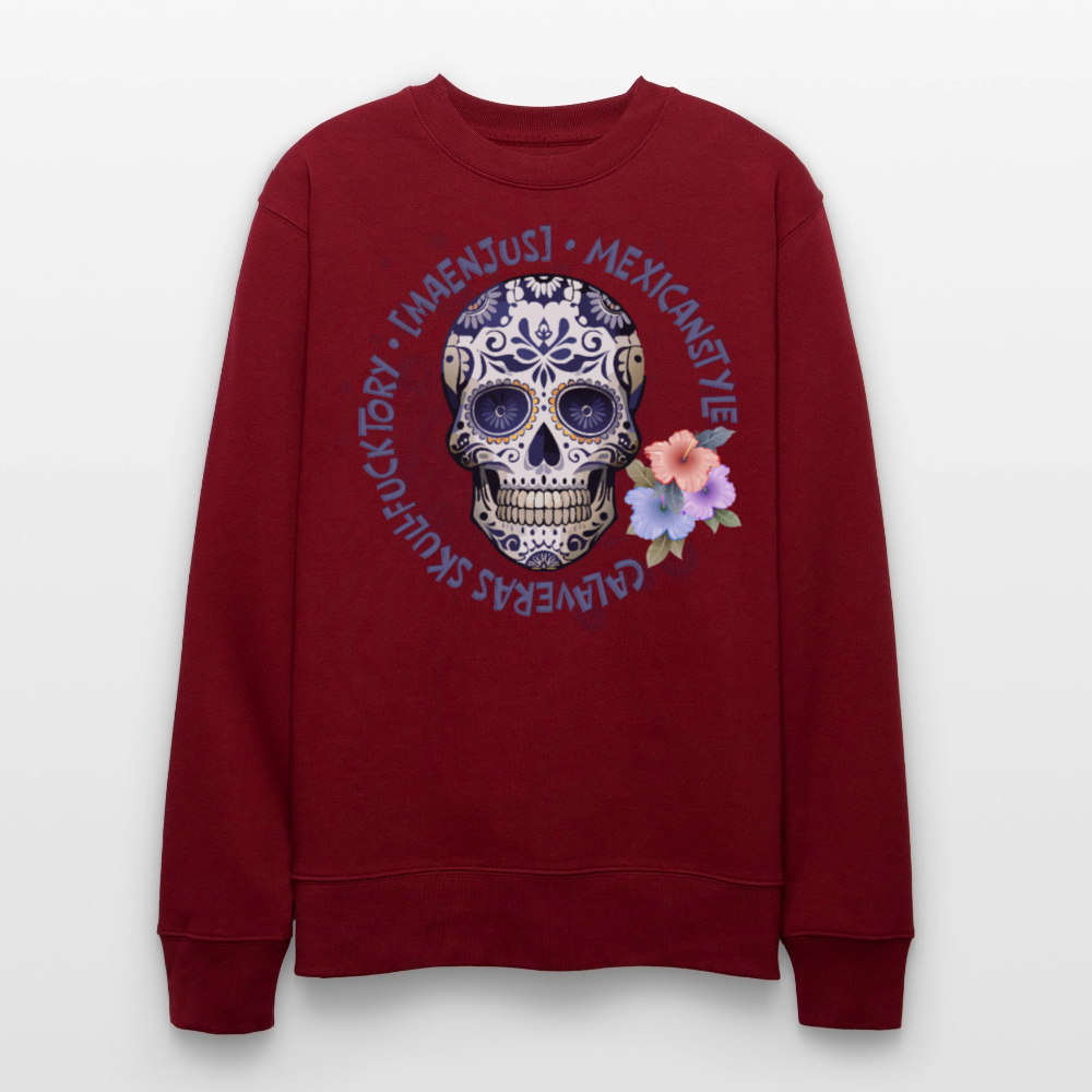Unisex Bio-Sweatshirt mit MAENJUS MEXICANSTYLE PRINT - Burgunderrot