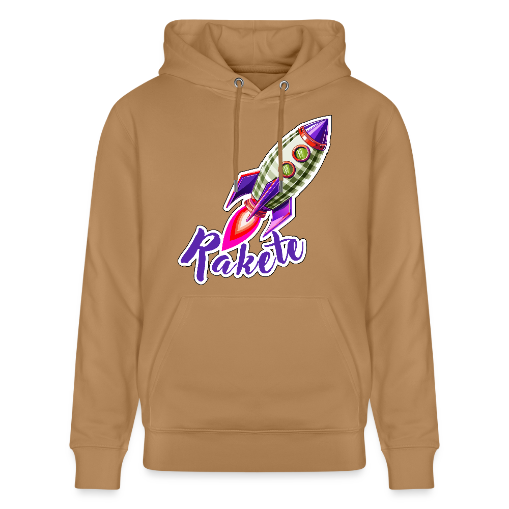 Unisex Hoodie mit RAKETE PRINT - Karamell