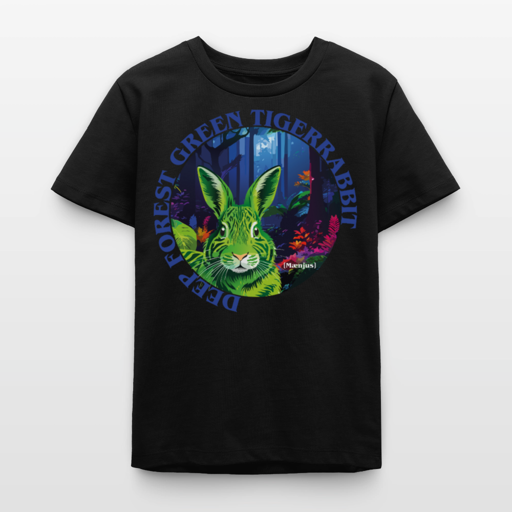 MNJS TEENS Bio T-Shirt mit DEEP FOREST GREEN TIGERRABBIT PRINT - Schwarz