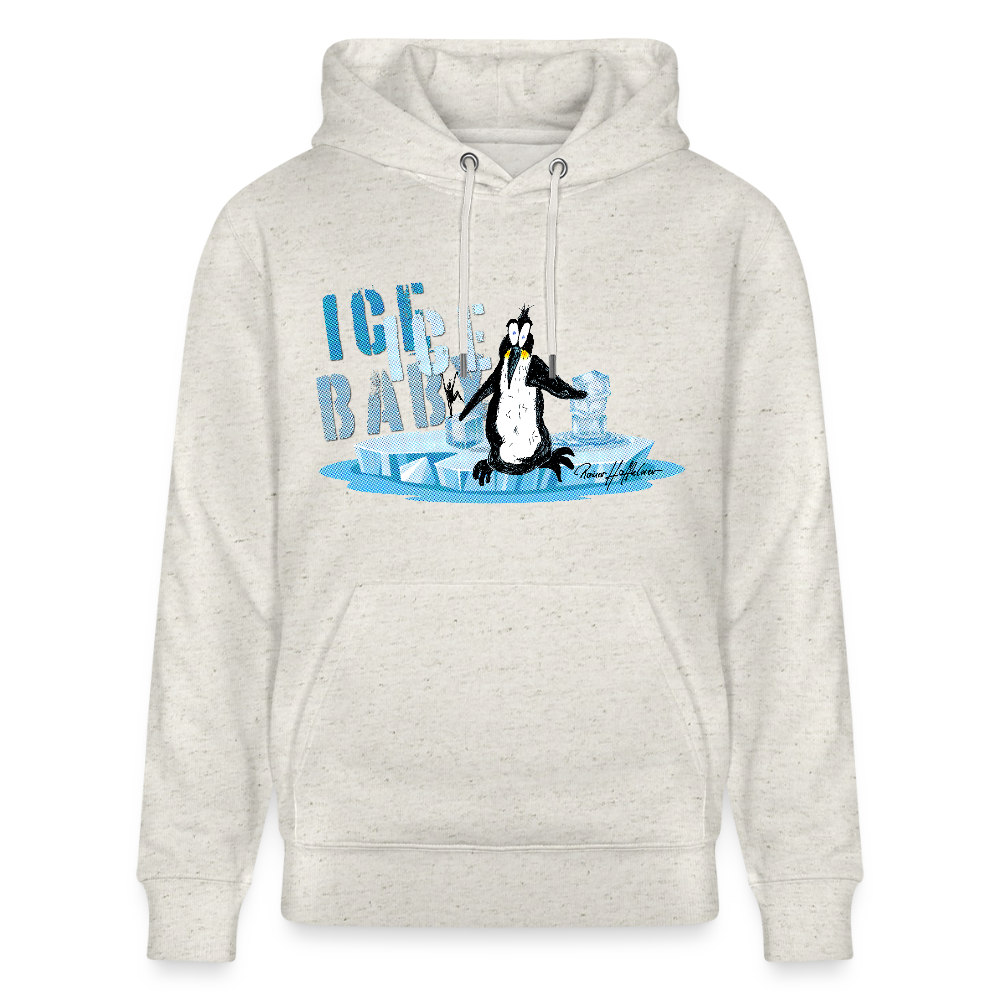 Unisex Bio-Hoodie mit ICE ICE BABY PINGUIN PRINT - Beige meliert