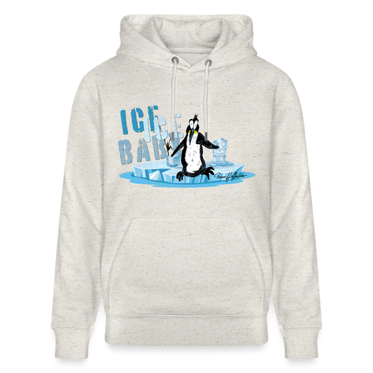 Unisex Bio-Hoodie mit ICE ICE BABY PINGUIN PRINT - Beige meliert