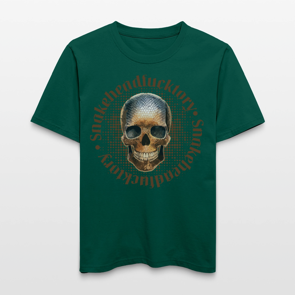 Relaxed Fit Unisex Bio-T-Shirt mit  SNAKEHEAD SKULL PRINT Vorderseite - Forest