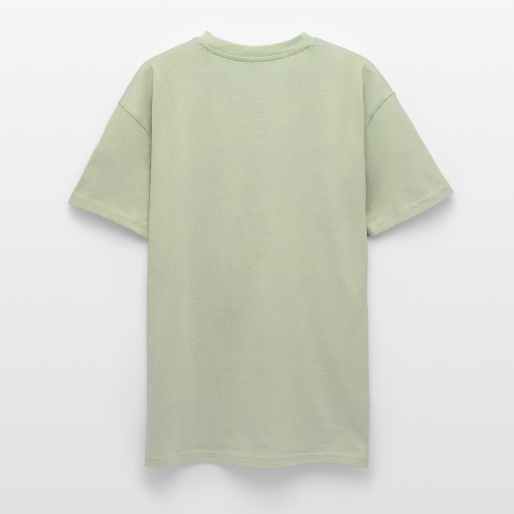 Heavy Oversize T-Shirt mit KNABBRA SAUFA CHILLA PRINT - Leichtes Salbeigrün