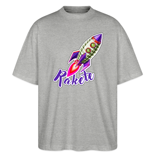 Oversized Unisex T-Shirt mit RAKETE PRINT - Grau meliert