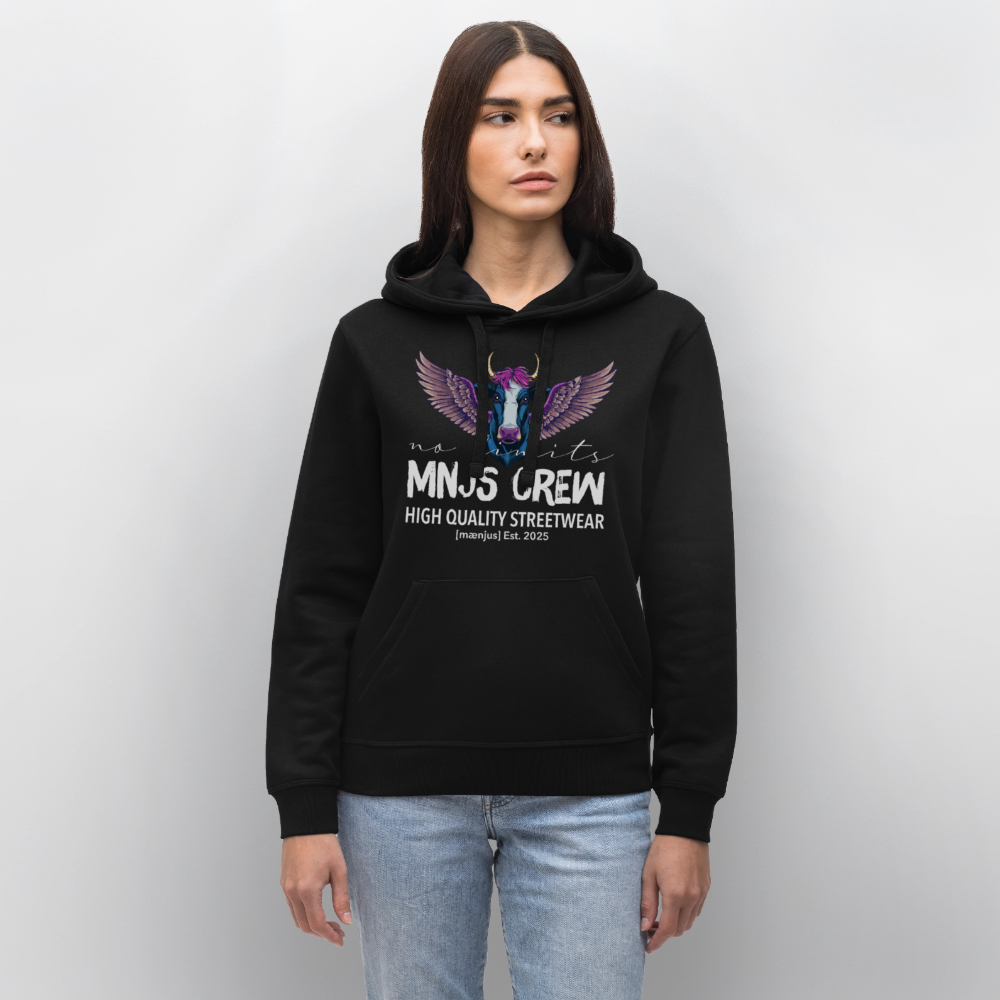Unisex Bio-Hoodie mit MNJS CREW no limits PRINT - Schwarz